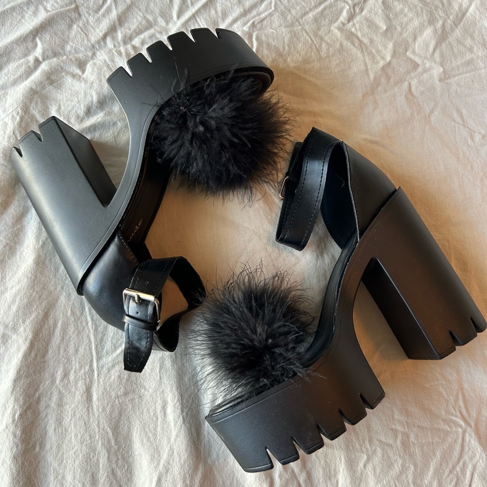 Furry Platform Heels